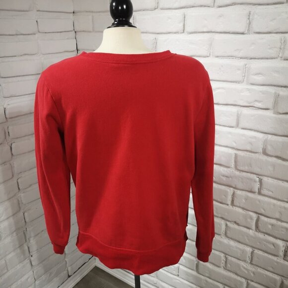 Gap Ladies Size Large Red Fleece Lined Round Neck Straight Fit Sweat Top - Picture 2 of 14